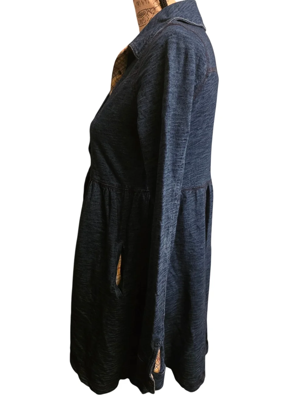 Free People Indigo Knit Babydoll Shirtdress XSMALL EUC